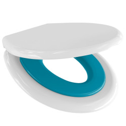 Capac WC cu reductor pentru copii Sanit-Plast Narja, din polipropilena, alb + bleu, inchidere lenta, 371 x 449 mm