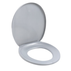 Capac WC din polipropilena, Romtatay PP 40000, gri metalizat, inchidere standard, 375 x 460 mm