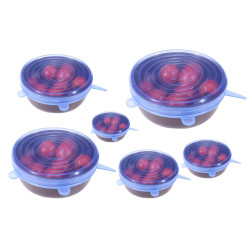 Capace din silicon, RS-01, rotunde, transparente, set 6 bucati