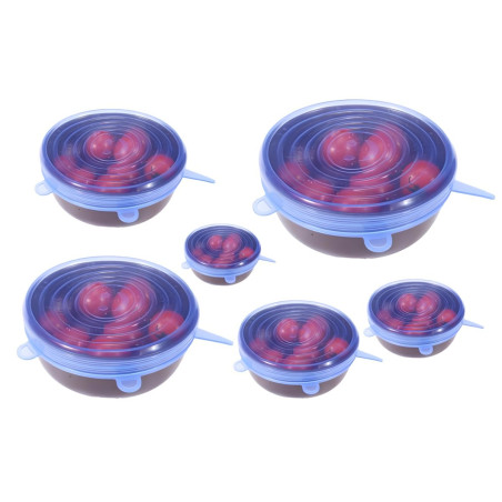 Capace din silicon, RS-01, rotunde, transparente, set 6 bucati