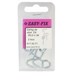 Carlige de vant, din zincat alb, D 3 x 38 mm, set 2 bucati