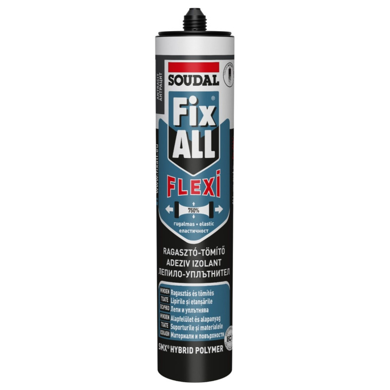 Adeziv / izolant de montaj pentru constructii, Fix All Flexi Soudal, aplicare cu pistol, interior / exterior, gri antracit, 290 