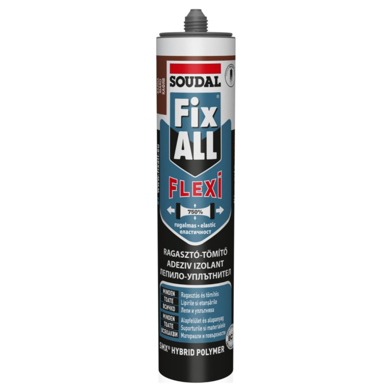 Adeziv / izolant de montaj pentru constructii, Fix All Flexi Soudal, aplicare cu pistol, interior / exterior, maro, 290 ml