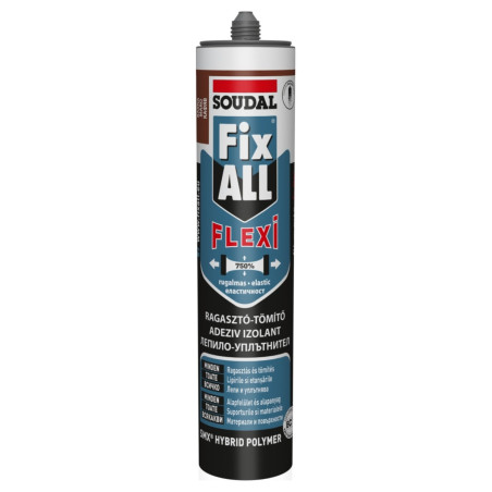 Adeziv / izolant de montaj pentru constructii, Fix All Flexi Soudal, aplicare cu pistol, interior / exterior, maro, 290 ml