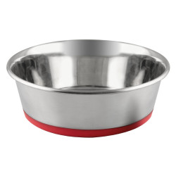 Castron caine talie mica / pisici, 4 Dog, antiderapant, inox, argintiu + rosu, 0.5 l, D 13 cm