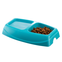 Castron caini / pisici, dublu, 4 Dog, plastic, turcoaz, 2 x 0.25 l