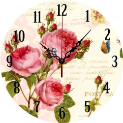 Ceas de perete 34002, analog, rotund, lemn, multicolor, diametru 34 cm