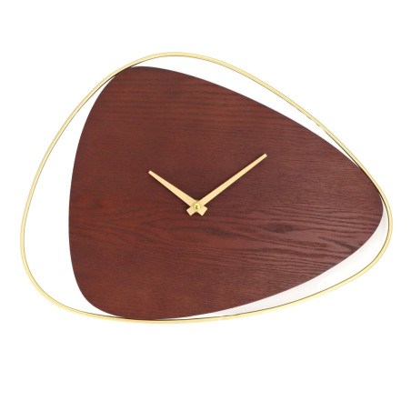 Ceas de perete GH23089, analog, forma asimetrica, metal + MDF, maro + auriu, 40 x 32 cm