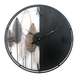 Ceas de perete GH61182, analog, rotund, metal, negru + alb, 50 x 5 cm