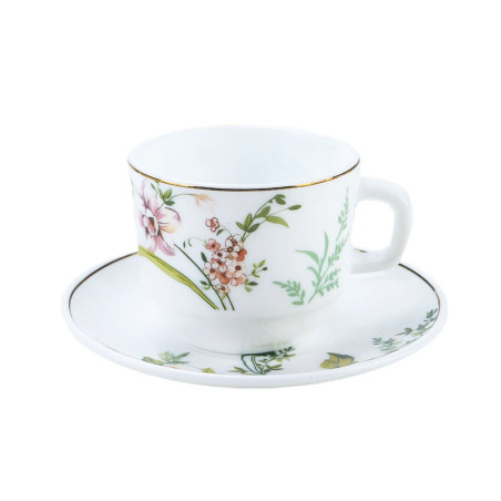 Ceasca si farfurioara 21066G, sticla termica, multicolor, 250 ml