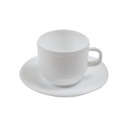 Ceasca si farfurioara cafea White, sticla termica, alb, 250 ml