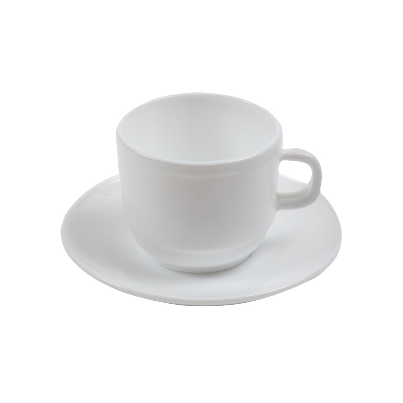 Ceasca si farfurioara cafea White, sticla termica, alb, 250 ml