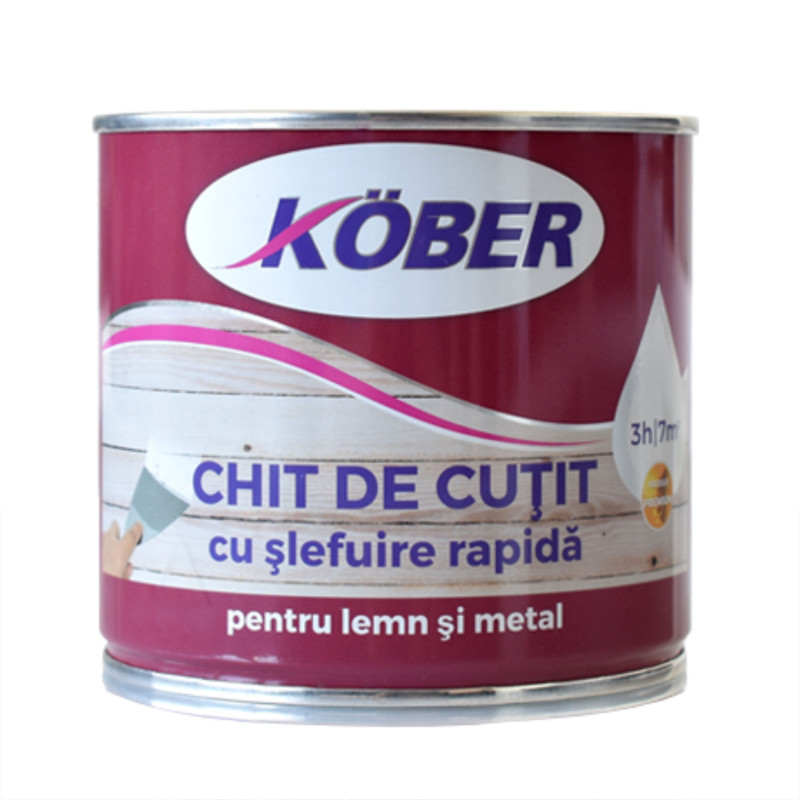 Chit de cutit cu slefuire rapida pentru lemn si metal, Kober, interior / exterior, alb, 1 kg