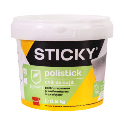 Chit de cutit pentru lemn, zidarie si rigips, Sticky Polistick, interior / exterior, mahon, 0.5 kg