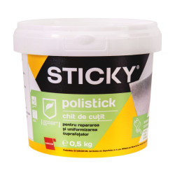 Chit de cutit pentru lemn, zidarie si rigips, Sticky Polistick, interior / exterior, stejar deschis, 0.5 kg