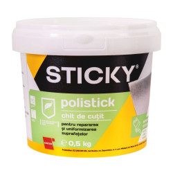 Chit de cutit pentru lemn, zidarie si rigips, Sticky Polistick, interior / exterior, wenge, 0.5 kg