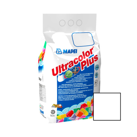 Chit de rosturi gresie si faianta Mapei Ultracolor Plus, 100 white / alb, interior / exterior, 5 kg