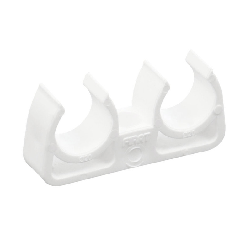 Clema dubla suport teava PPR, D 20 mm, alb